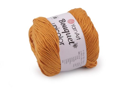 Prima-obchod Bavlněná pletací příze Bouquet Unicolor 100 g, barva 4 (3208) hořčicová tmavá