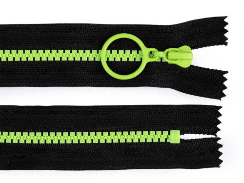 Prima-obchod Kostěný zip barevný No 5 délka 15 cm s ozdobným jezdcem, barva 15 černá zelená