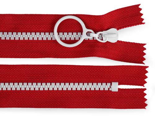 Prima-obchod Kostěný zip barevný No 5 délka 15 cm s ozdobným jezdcem, barva 6 (148) červená bílá