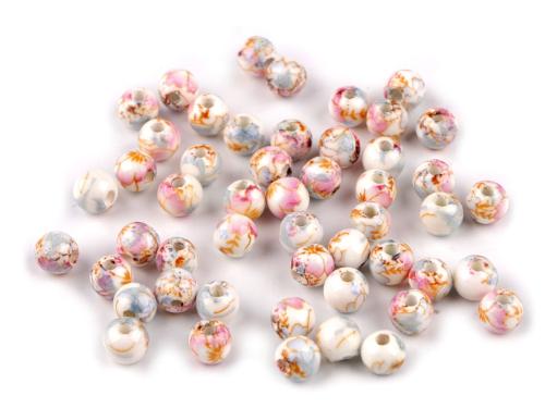 Prima-obchod Porcelánové korálky s květy Ø6 mm, barva 15 modrá ledová růžová světlá