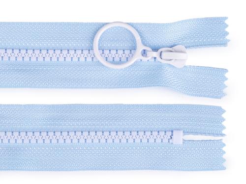 Prima-obchod Kostěný zip barevný No 5 délka 20 cm s ozdobným jezdcem, barva 16 modrá světlá bílá