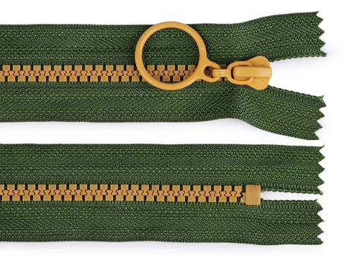 Prima-obchod Kostěný zip barevný No 5 délka 15 cm s ozdobným jezdcem, barva 12 (268) zelená béžová