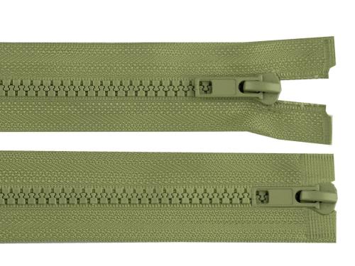 Prima-obchod Zip kostěný No 5 dělitelný 2 jezdce / dvoucestný 95 cm bundový, barva 263 zelená khaki