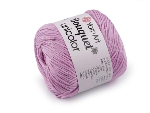 Prima-obchod Bavlněná pletací příze Bouquet Unicolor 100 g, barva 6 (3212) fialová sv.