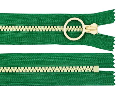 Prima-obchod Kostěný zip barevný No 5 délka 15 cm s ozdobným jezdcem, barva 11 (243) zelená béžová světlá