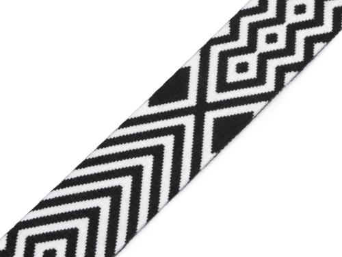 Prima-obchod Oboustranný popruh šíře 38 mm, barva 7 bílo-černá