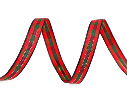 Prima-obchod Károvaná stuha šíře 10 mm, barva 5 zelená jedle lurex