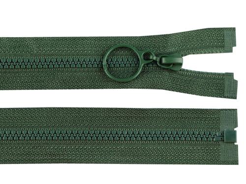 Prima-obchod Kostěný zip No 3 délka 60 cm s kroužkem, barva 273 zelená smrková