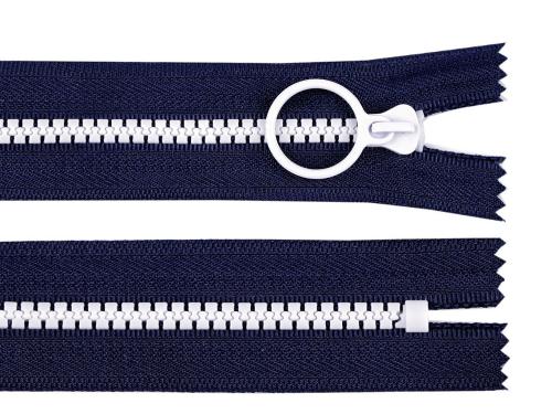 Prima-obchod Kostěný zip barevný No 5 délka 15 cm s ozdobným jezdcem, barva 9 (330) modrá tmavá bílá