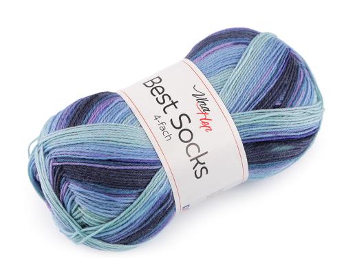 Prima-obchod Pletací příze Best Socks samovzorovací / ponožkovka 100 g, barva 22 (7408) modrá jeans