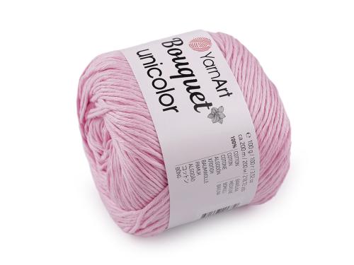 Prima-obchod Bavlněná pletací příze Bouquet Unicolor 100 g, barva 5 (3211) růžová sv.