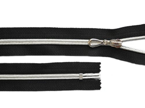 Prima-obchod Spirálový zip se stříbrnými zoubky No 5 délka 25 cm, barva Černá