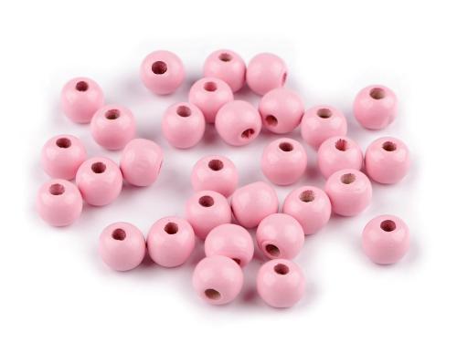 Prima-obchod Dřevěné korálky Ø10 mm, barva 31 růžová sv.