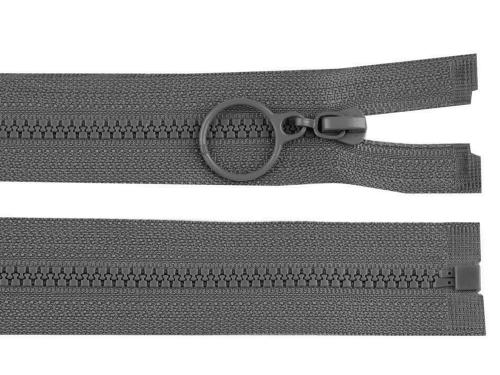Prima-obchod Kostěný zip No 3 délka 60 cm s kroužkem, barva 319 šedá ocelová