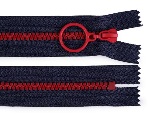 Prima-obchod Kostěný zip barevný No 5 délka 15 cm s ozdobným jezdcem, barva 10 (330) modrá tmavá červená
