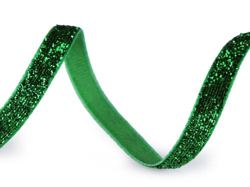 Prima-obchod Sametová lurexová stuha šíře 6 mm, barva 8 zelená