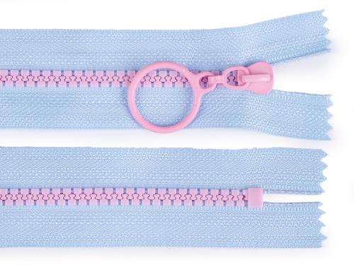 Prima-obchod Kostěný zip barevný No 5 délka 15 cm s ozdobným jezdcem, barva 8 (185) modrá světlá růžová světlá
