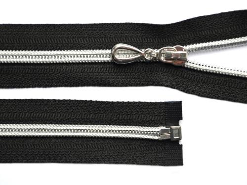 Prima-obchod Spirálový zip se stříbrnými zoubky No 5 délka 50 cm, barva Černá