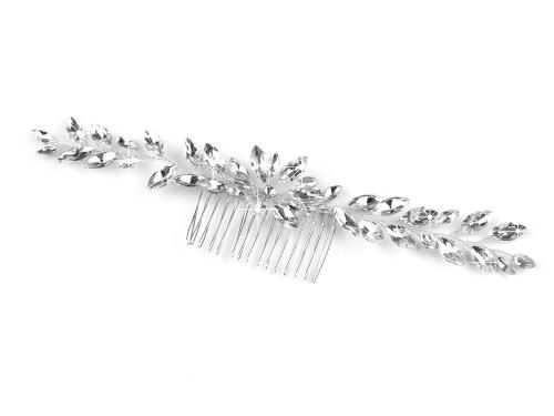 Prima-obchod Hřeben do vlasů s broušenými kameny hand made svatební, barva crystal