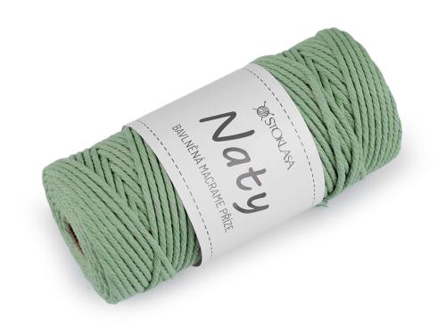 Prima-obchod Bavlněná pletací příze macrame Naty Ø3 mm rozčesávací, barva 12 zelenkavá