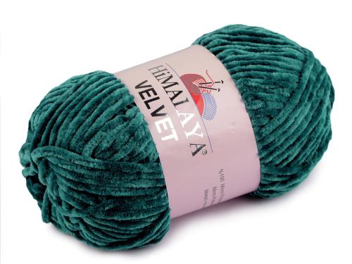 Prima-obchod Pletací žinylková příze Velvet 100 g, barva 10 (90048) zelená tmavá