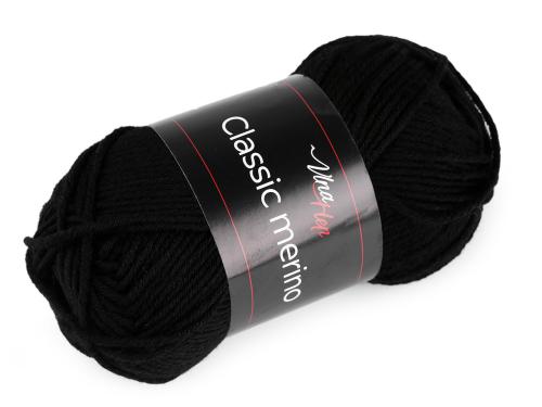 Prima-obchod Pletací příze Classic Merino 50 g, barva 10 (6001) černá