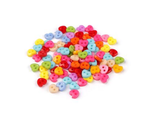 Prima-obchod Mini knoflík pro panenky, postavičky Ø6 mm / srdce, hvězda, květ, barva 1 mix srdce