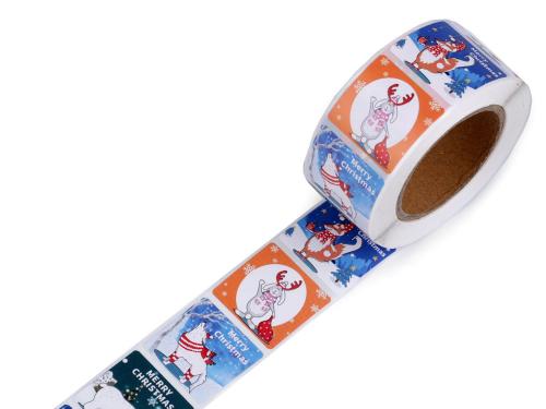 Prima-obchod Papírové samolepky vánoční 25x25 mm, barva mix