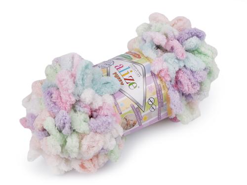 Prima-obchod Pletací příze Alize Puffy color 100 g, barva 24 (6526) růžová sv.