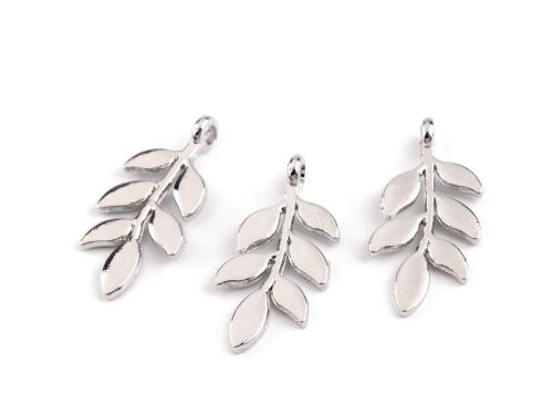 Prima-obchod Kovový přívěsek / taháček na zip list 12x24 mm, barva 1 platina