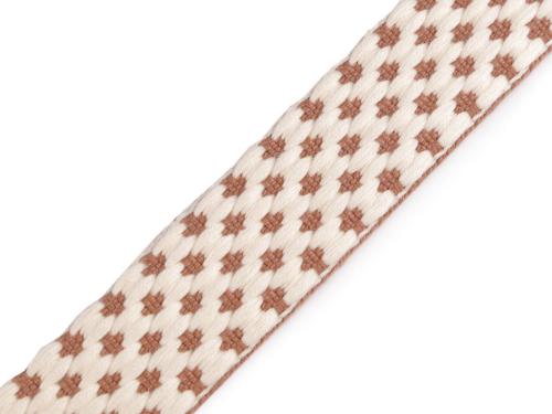 Prima-obchod Popruh s 3D efektem šíře 38 mm, barva 1 béžová