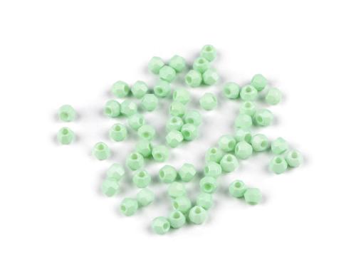 Prima-obchod Skleněné korálky broušené Ø4 mm, barva 5 zelená past.sv.
