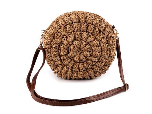 Prima-obchod Háčkovaná kabelka z rafie - lýka se zipem crossbody Ø25 cm, barva 1 (Ø25 cm) hnědá přírodní