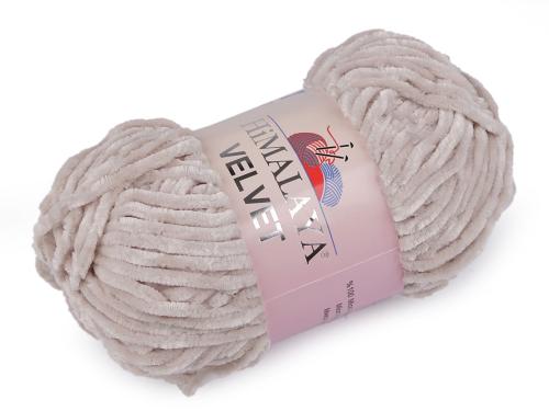 Prima-obchod Pletací žinylková příze Velvet 100 g, barva 2 (90042) béžová světlá