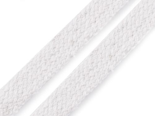 Prima-obchod Bavlněná šňůra plochá / dutinka šíře 15 mm, barva 5 bílá