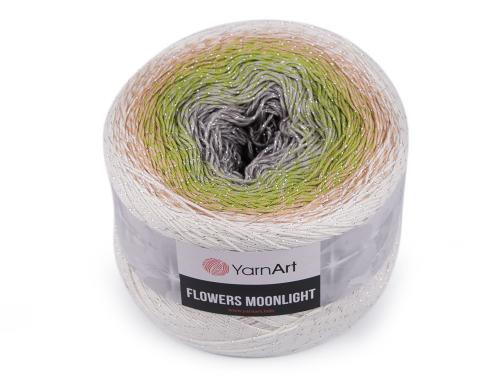 Prima-obchod Pletací příze Flowers Moonlight s lurexem 260 g, barva 12 (3274) bílá šedá