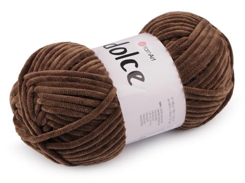 Prima-obchod Pletací žinylková příze Dolce 100 g, barva 38 (791) hnědá ořechová