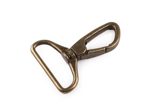 Prima-obchod Kovová karabina otočná, průvlek 38 mm, barva 4 staromosaz