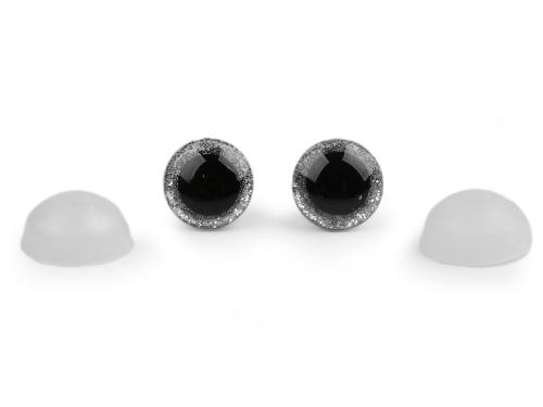 Prima-obchod Oči glitrové s pojistkou Ø12 mm, barva 1 stříbrná