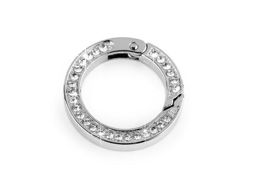 Prima-obchod Karabina kulatá s broušenými kamínky Ø24 mm, barva 1 barva nikl crystal