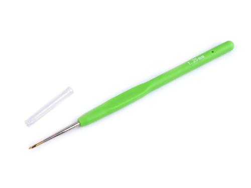 Prima-obchod Háček na háčkování se silikonovou rukojetí, zlatá špička vel. 0,5; 0,6; 0,8; 1; 1,25, barva 5 (1,25 mm) zelená