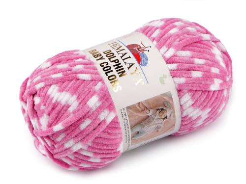 Prima-obchod Pletací žinylková příze Dolphin Baby Colors 100 g, barva 17 (80435) růžová bílá