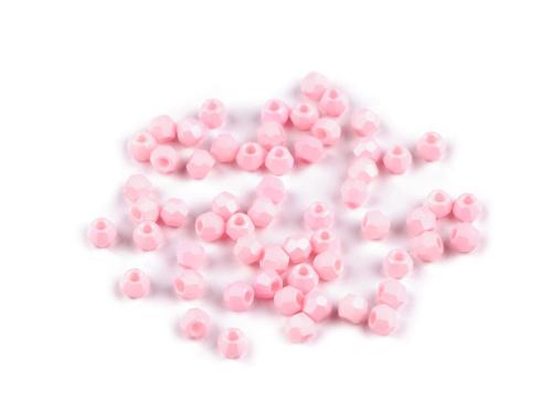 Prima-obchod Skleněné korálky broušené Ø4 mm, barva 3 růžová sv.