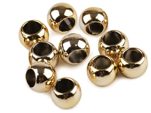 Prima-obchod Plastové korálky Metalic s velkým průvlekem 8x10 mm, barva 4 zlatá