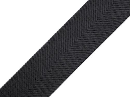 Prima-obchod Hladký oboustranný popruh s leskem šíře 50 mm, barva 12 černá