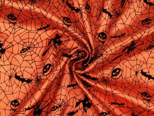 Prima-obchod Dekorační satén Halloween / čarodějnice, barva 2 oranžová
