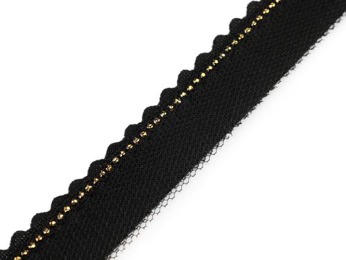 Prima-obchod Paspulka všívací s broušenými kamínky a tylem šíře 15; 20 mm, barva 2 (20 mm) černá