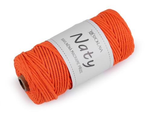 Prima-obchod Bavlněná pletací příze macrame Naty Ø3 mm rozčesávací, barva 8 oranžová