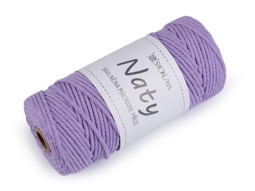 Prima-obchod Bavlněná pletací příze macrame Naty Ø3 mm rozčesávací, barva 9 fialová lila