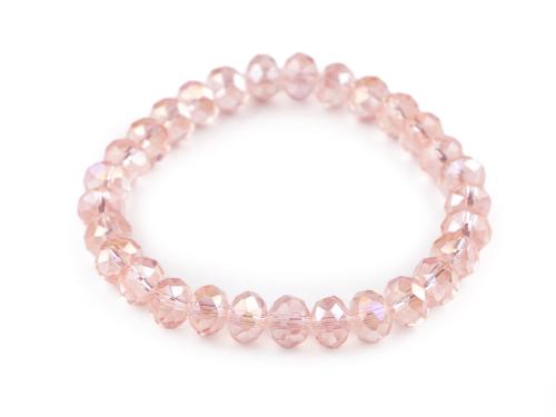 Prima-obchod Náramek pružný z broušených korálků s AB efektem, barva 2 pudrová AB 108859